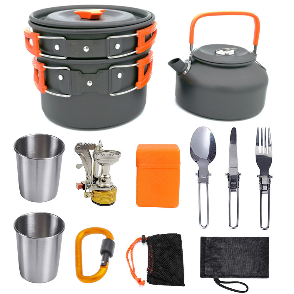Camping Cookware Kit Outdoor Cooking Set Aluminum Equipment Outdoor Pot Travel Tableware Kitchen Hiking Picnic BBQ - NOMAN STORE LLC