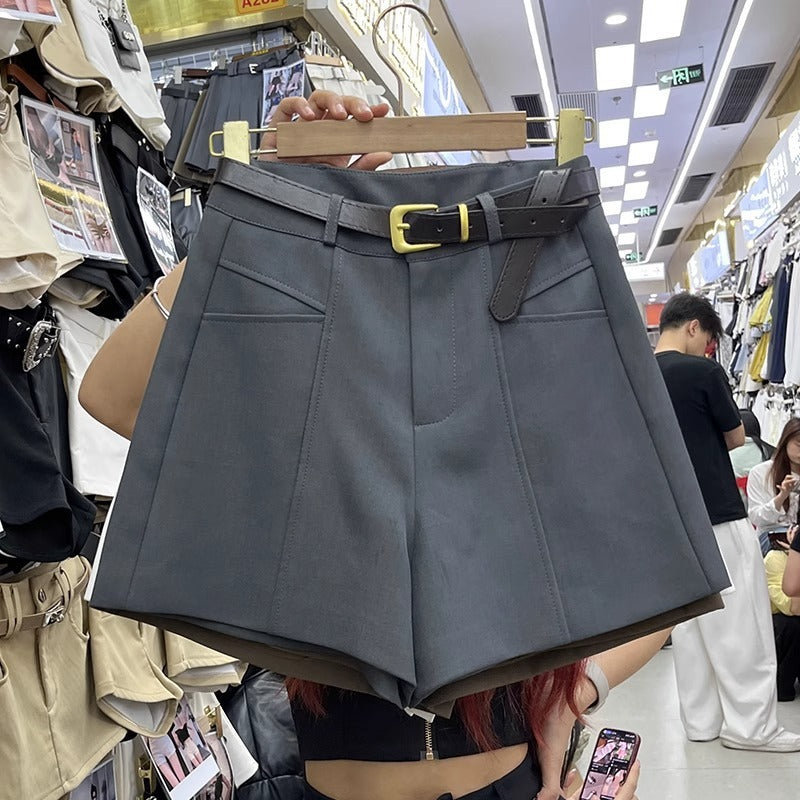 Fashionable Elegant Slimming High Waist Black Casual Shorts - NOMAN STORE LLC
