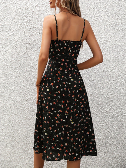New Polka Dot Print Suspender Dress Summer Sexy Split Long Dresses For Womens Clothing - NOMAN STORE LLC