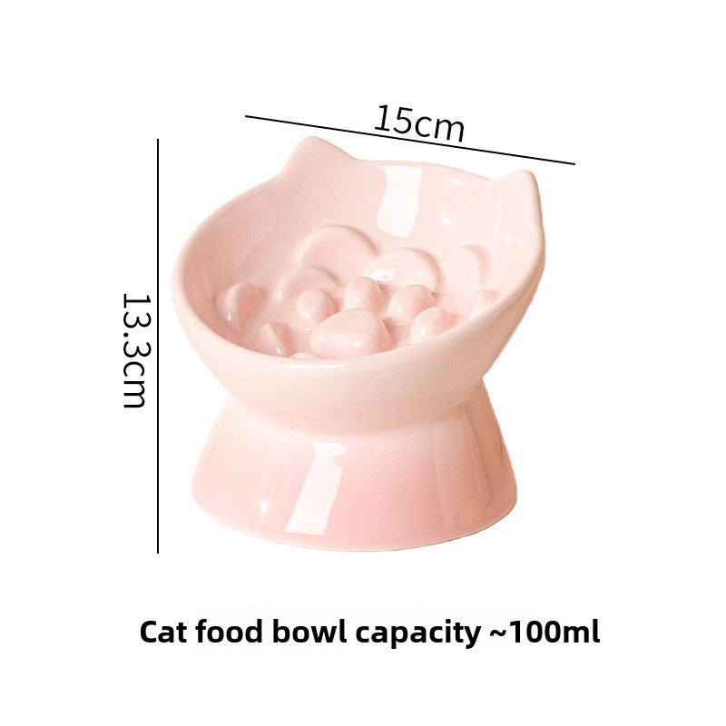 Cat Bowl Ceramic High Foot Slow Food Anti-choking