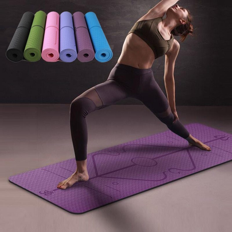 Non Slip TPE Yoga Mat Position Line Beginner - NOMAN STORE LLC