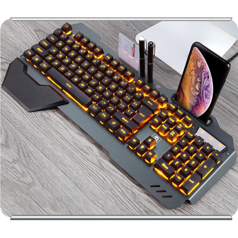 ErgonomicWired Gaming Keyboard with RGB Backlight Phone Holder - NOMAN STORE LLC