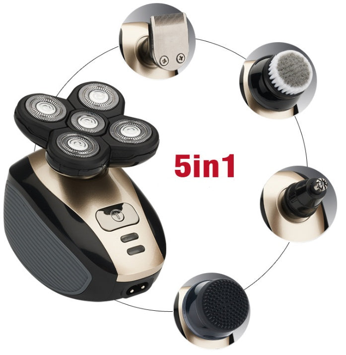 5 In 1 Multifunctional Electric Shaver 5 Blade Razor For Men Shaved Head Rechargeable Shaving Machine Beard Nose Hair Trimmer - NOMAN STORE LLC
