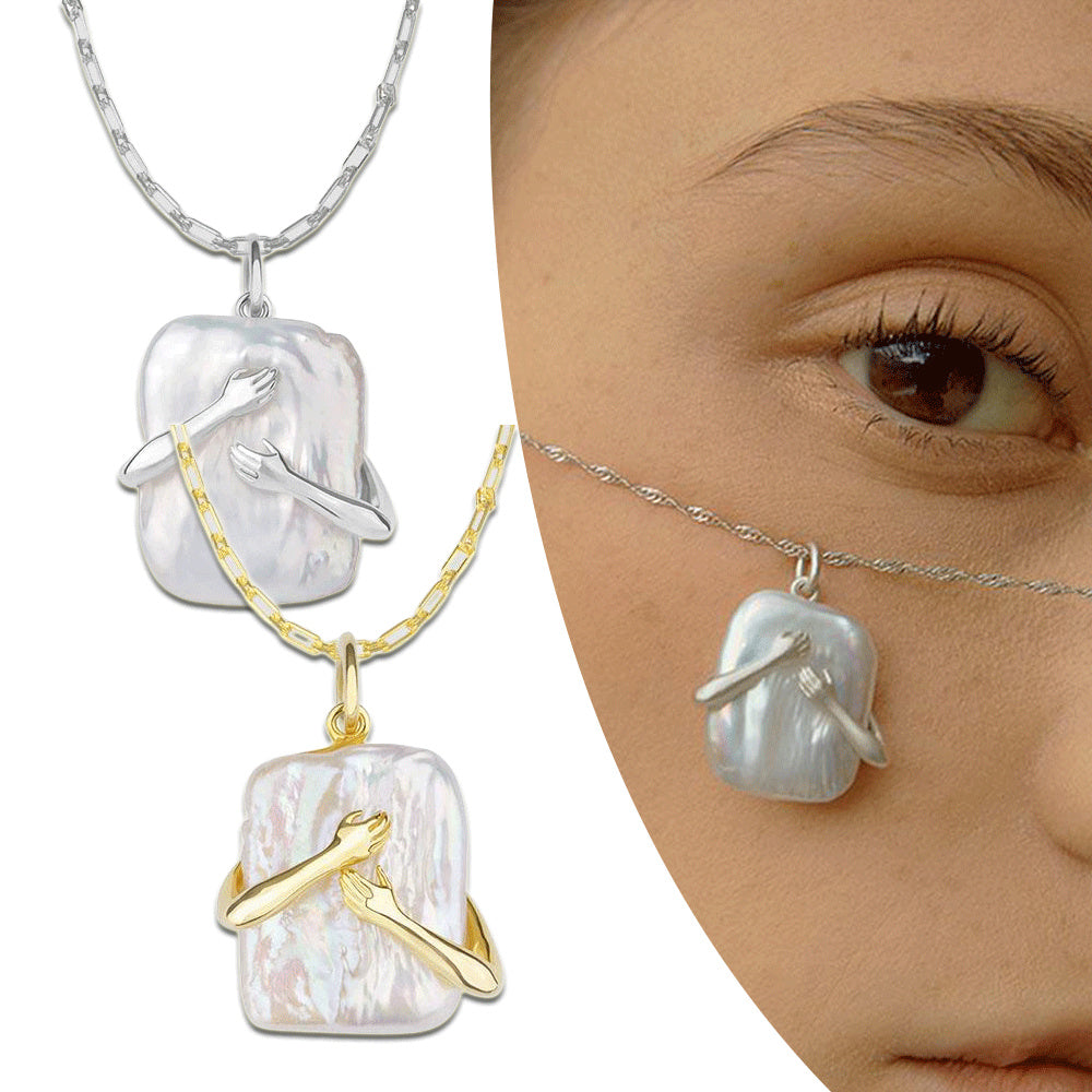 Unique Square Baroque Pearl Couple Pendant Necklace Valentines Day Lover Gift Party Jewelry - NOMAN STORE LLC
