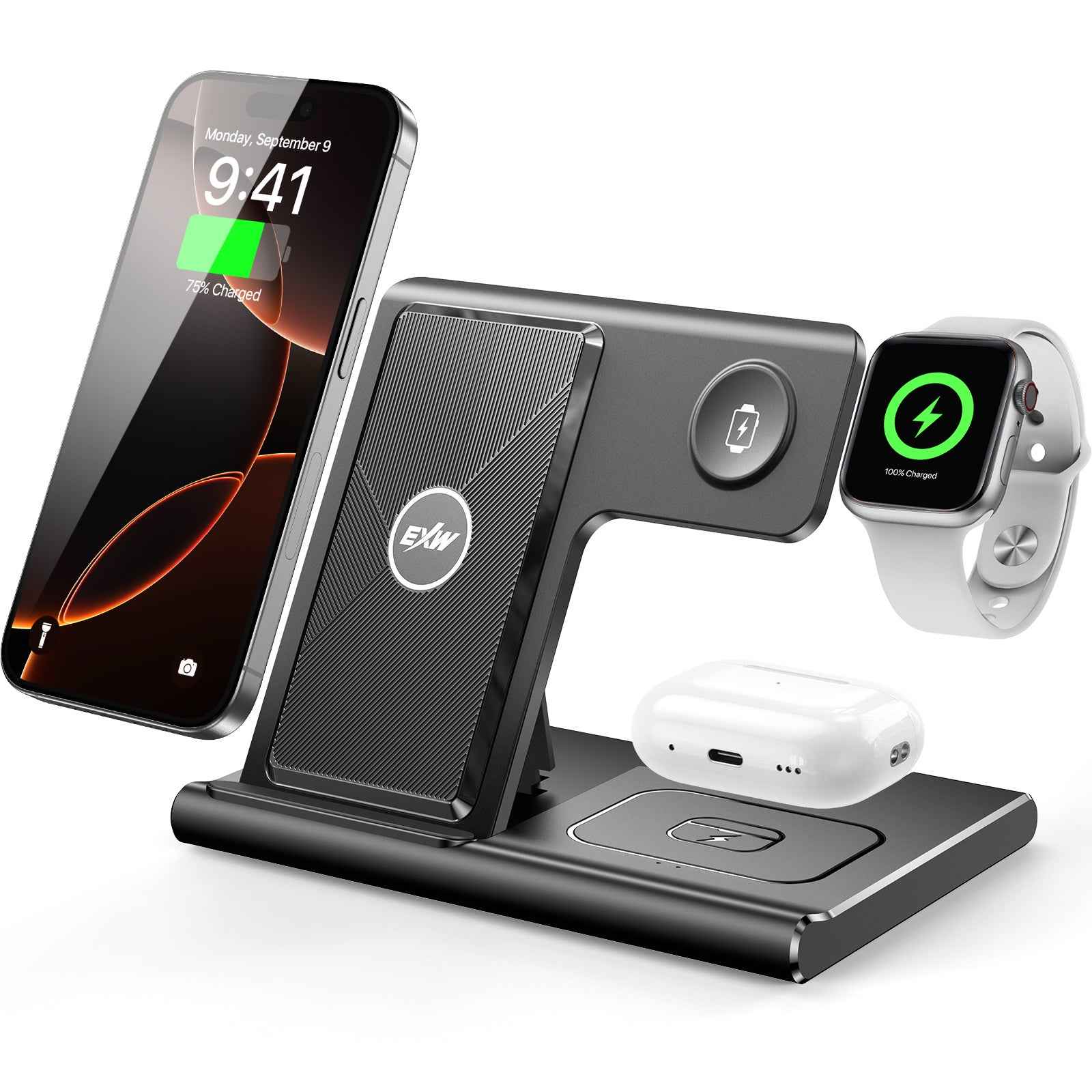 3 In 1 Wireless Charging Sation For Multiple Devices 15W Fast Charging Stand - NOMAN STORE LLC