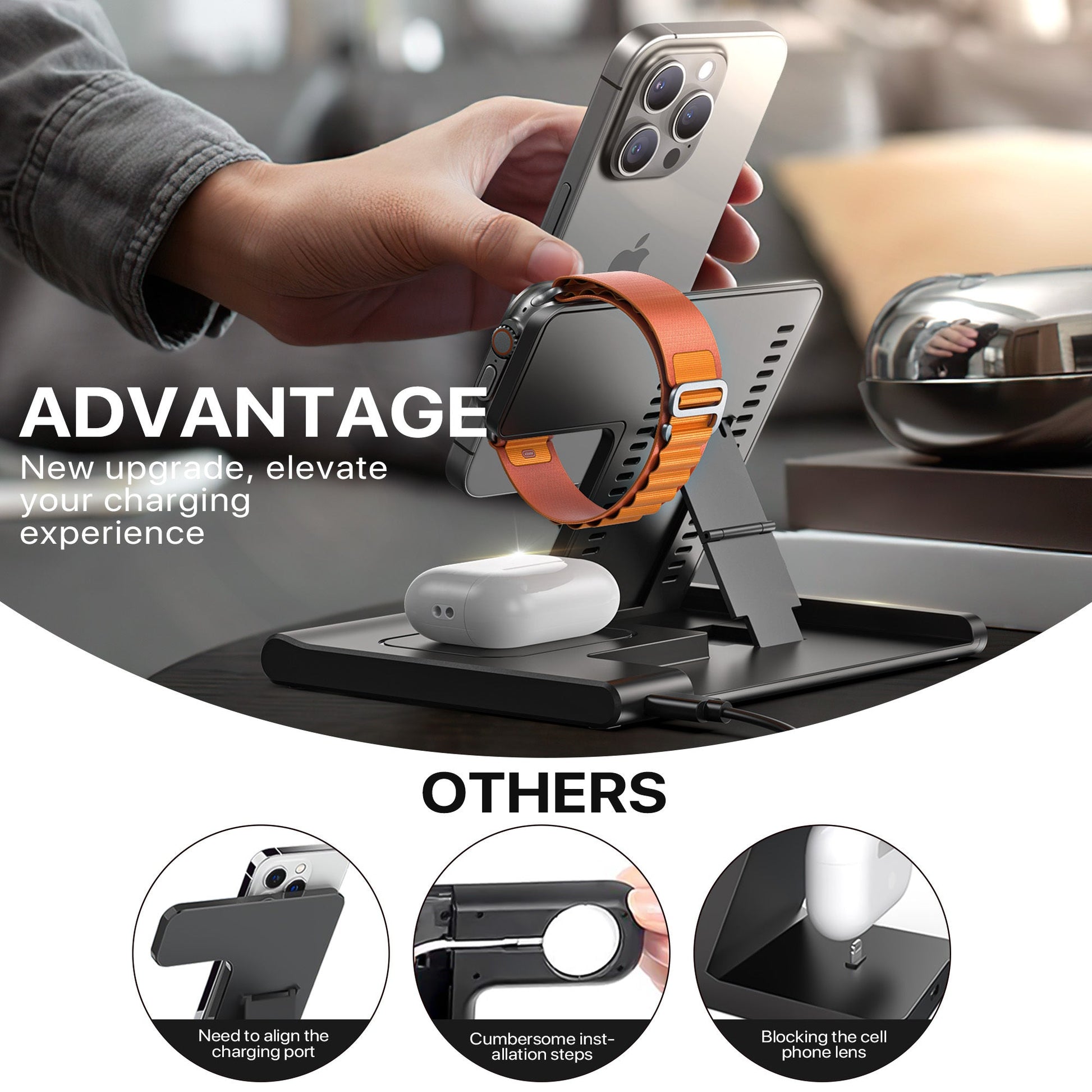 3 In 1 Wireless Charging Sation For Multiple Devices 15W Fast Charging Stand - NOMAN STORE LLC