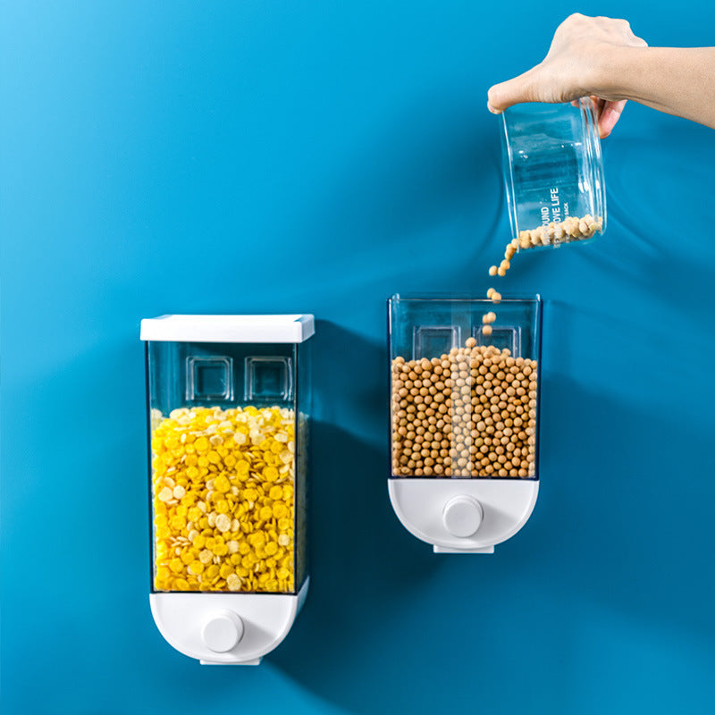 Kitchen Food Storage Easy Press Container Cereal Dispenser Wall Mounted Food Storage Box - NOMAN STORE LLC