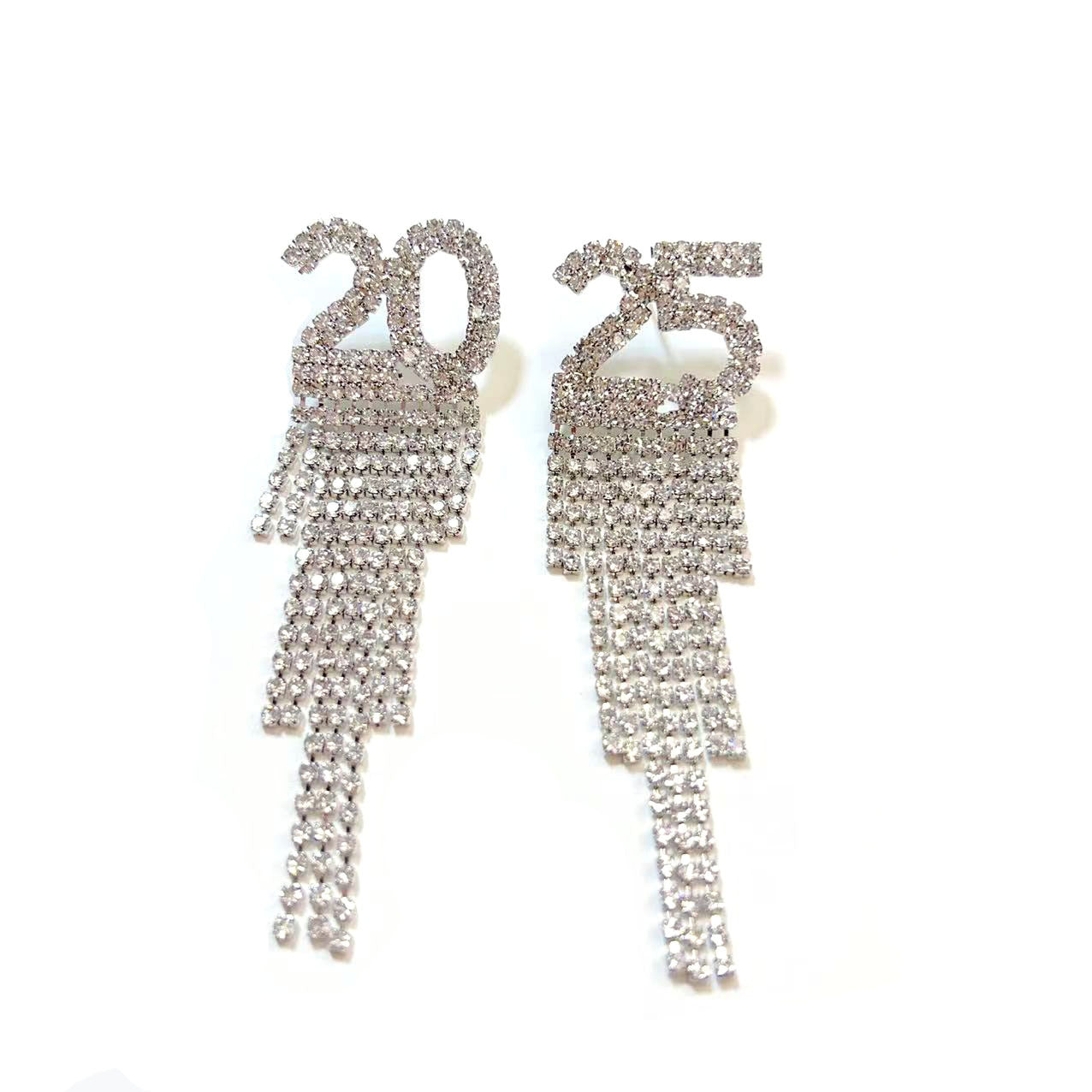 2025 Digital Rhinestone Letter Earrings For New Year Pendant Earrings Women's Festival Copper Inlaid Rhinestone Fashion Earrings Party Gift - NOMAN STORE LLC