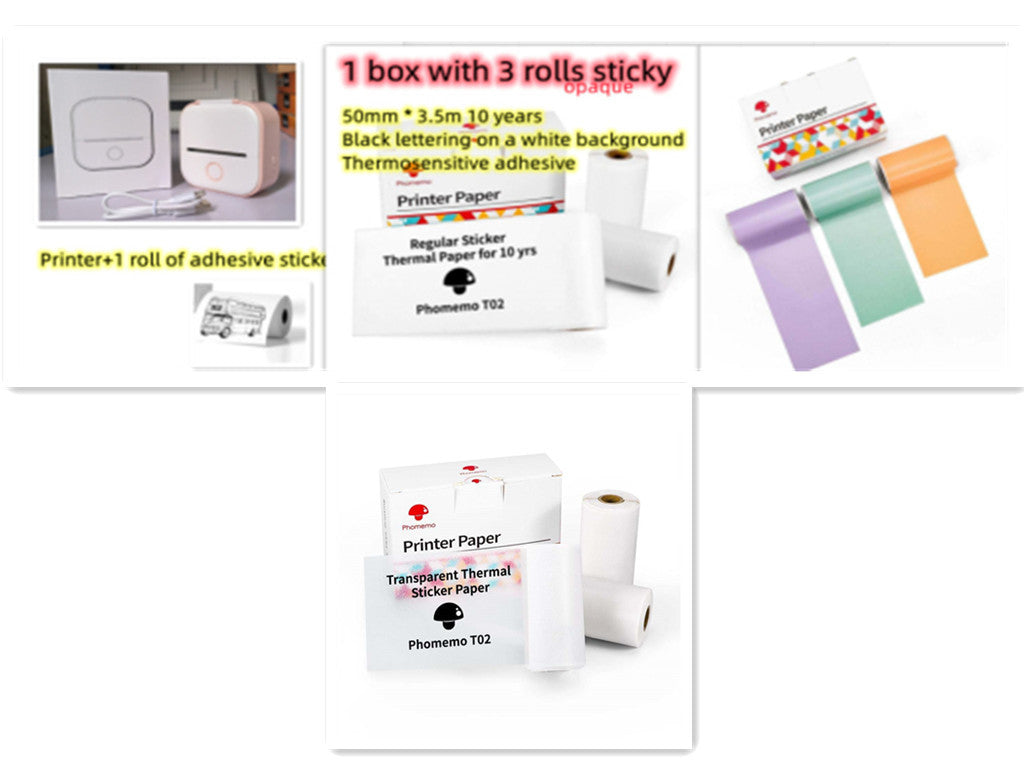 Portable Mini Thermal Label Printer Home Photo Printer Student Wrong Question Printer Bluetooth-compatible Mini Label Printer Price Tag - NOMAN STORE LLC