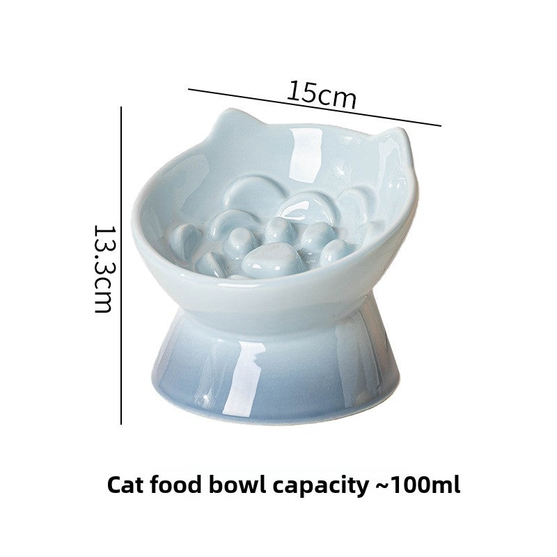 Cat Bowl Ceramic High Foot Slow Food Anti-choking