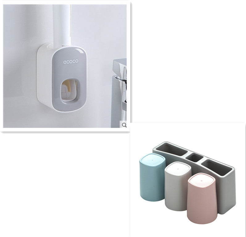 Wall Mounted Automatic Toothpaste Holder Bathroom Accessories Set Dispenser - NOMAN STORE LLC