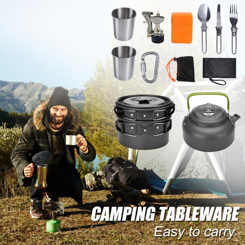 Camping Cookware Kit Outdoor Cooking Set Aluminum Equipment Outdoor Pot Travel Tableware Kitchen Hiking Picnic BBQ - NOMAN STORE LLC