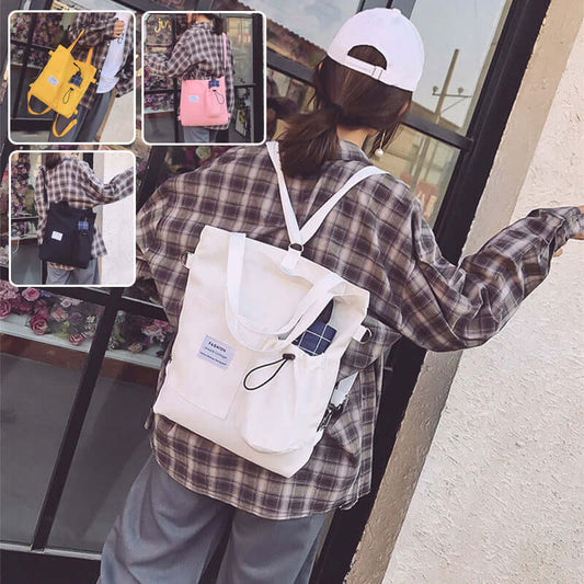 Harajuku Canvas Bags Students Handbag With Pockets Preppy Buckpack Shoulder Bag For Women Shoolbags - NOMAN STORE LLC