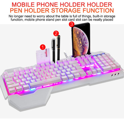ErgonomicWired Gaming Keyboard with RGB Backlight Phone Holder - NOMAN STORE LLC