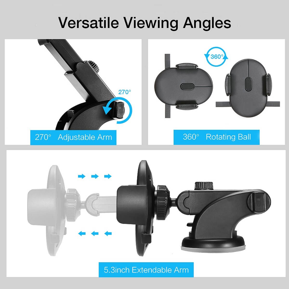 Car Phone Holder Long Rod Telescopic Car Dashboard Suction Cup Type - NOMAN STORE LLC