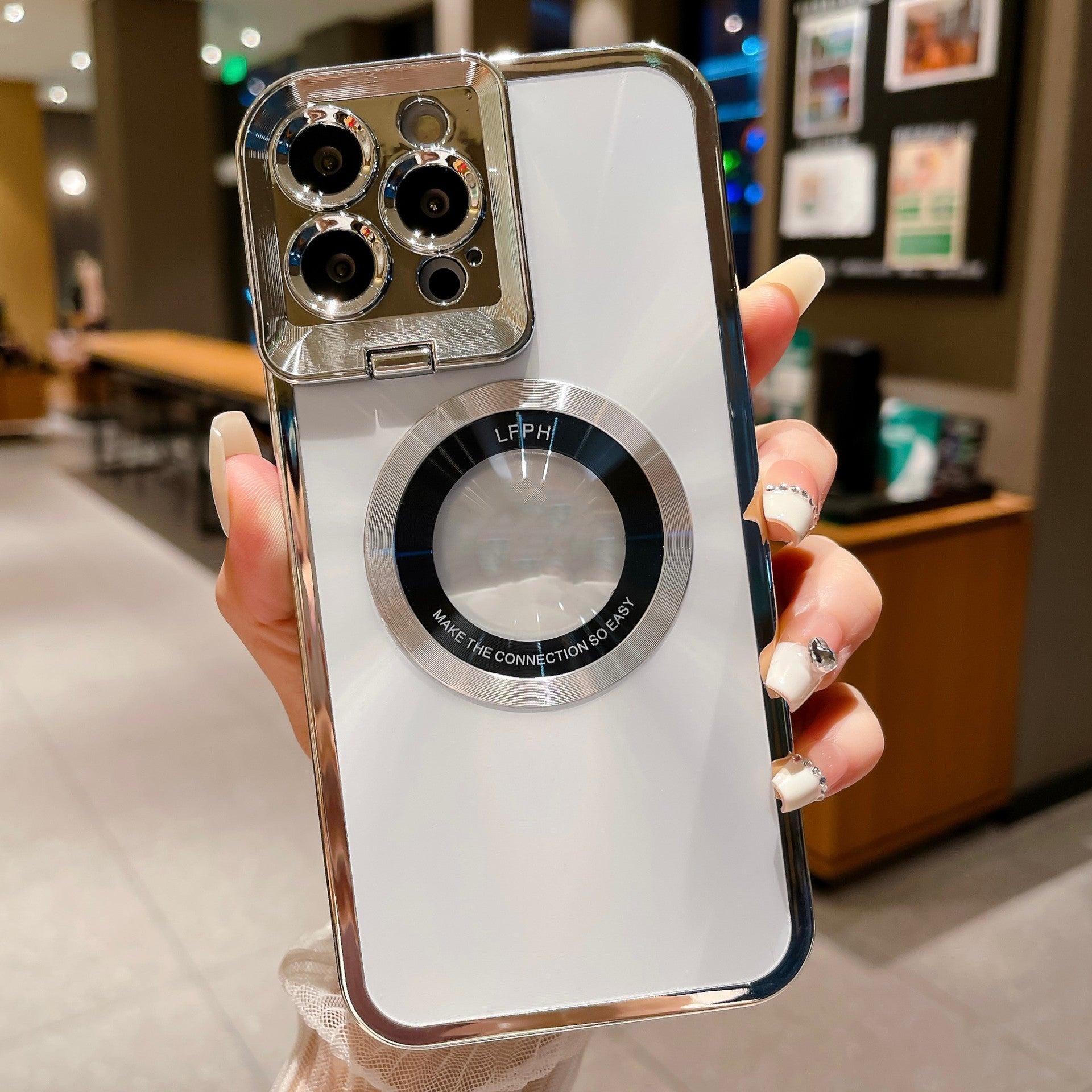 Electroplated Phone Case Luxury Plating CD Pattern Magsafe Bracket Case For  12 13 14 Pro Max Invisible Camera Stand Holder Lens Holder Magnetic Suction - NOMAN STORE LLC