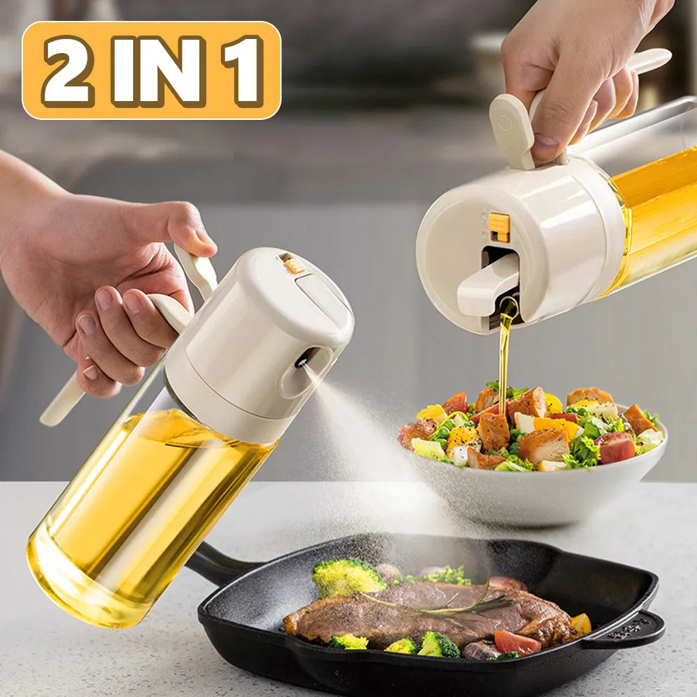 2 In 1 Oil Sprayer Bottle BBQ Cooking Oil Dispenser Olive Oil Pourers Sprayer Kitchen Baking Oil Mister Vinegar Bottle - NOMAN STORE LLC