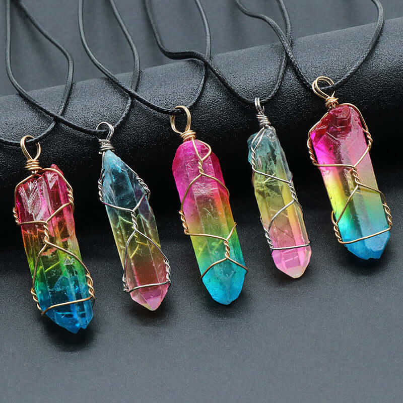 Hot Selling Stone Crystal Pillar Tree Of Life Pendant Ins Fashion Necklace - NOMAN STORE LLC