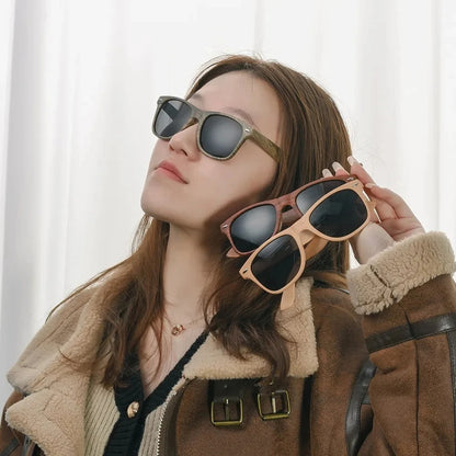 Retro Rice Nail Plastic Wood Grain Sun Glasses - NOMAN STORE LLC