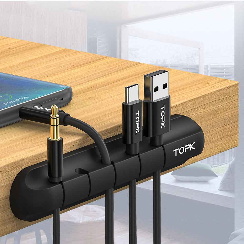 Silicone USB Cable Winder Desktop Cable Organizer Management Multipurpose Clips Cables Protector For Wired Headphones - NOMAN STORE LLC