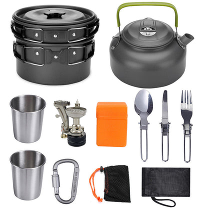 Camping Cookware Kit Outdoor Cooking Set Aluminum Equipment Outdoor Pot Travel Tableware Kitchen Hiking Picnic BBQ - NOMAN STORE LLC