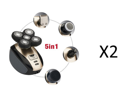 5 In 1 Multifunctional Electric Shaver 5 Blade Razor For Men Shaved Head Rechargeable Shaving Machine Beard Nose Hair Trimmer - NOMAN STORE LLC