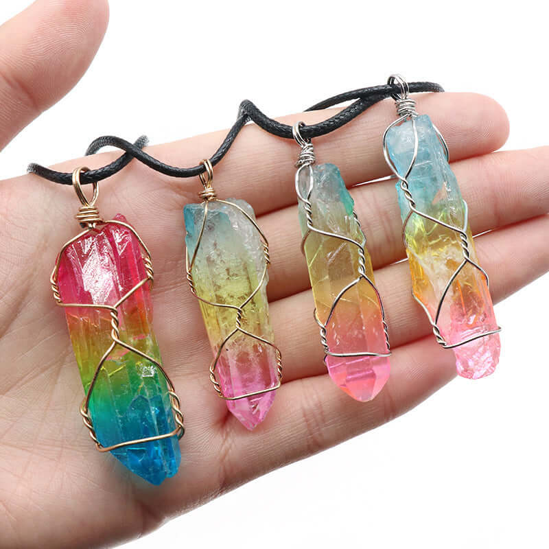 Hot Selling Stone Crystal Pillar Tree Of Life Pendant Ins Fashion Necklace - NOMAN STORE LLC