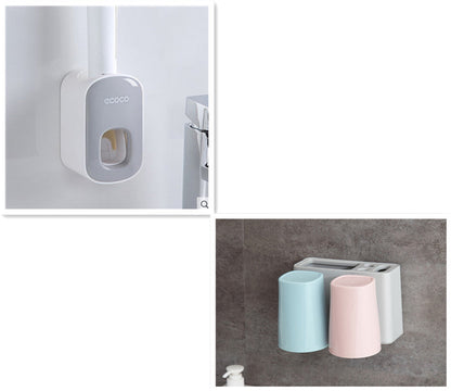 Wall Mounted Automatic Toothpaste Holder Bathroom Accessories Set Dispenser - NOMAN STORE LLC
