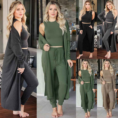 Women's Knitted Slim-fit Temperament Vest And Trousers Sports Suit - NOMAN STORE LLC
