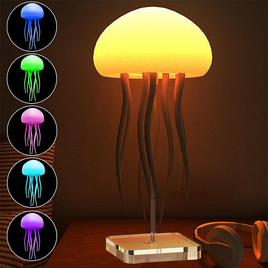 Jellyfish Mood Lamp LED Jellyfish Night Light Portable Jellyfish Lamp Jellyfish Decorations Smart Table Lamp For Bedside Desk - NOMAN STORE LLC
