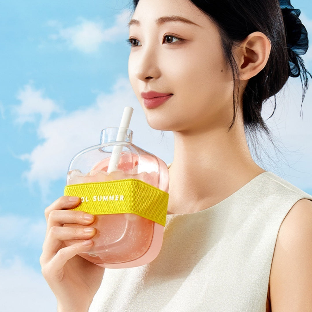 One-Click Molding Cooling Cup,Instant Ice Maker,Zero-Contact Design,Straw Included,Curling Mold,Portable & Stylish Chilled Drink - NOMAN STORE LLC