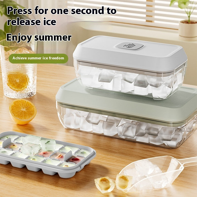 32 Grid Silicone Ice Cube Tray Mould With Lid Shovel Storage Box Remove With One Click Ice Maker DIY Whiskey Cocktail Tools Summer Kitchen Gadgets - NOMAN STORE LLC