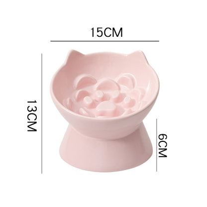 Cat Bowl Ceramic High Foot Slow Food Anti-choking
