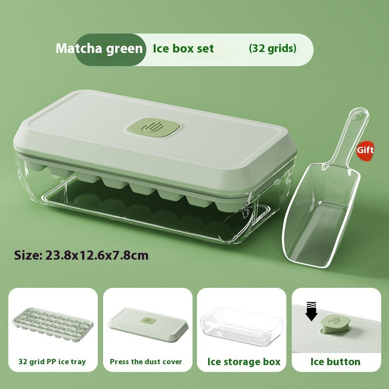 32 Grid Silicone Ice Cube Tray Mould With Lid Shovel Storage Box Remove With One Click Ice Maker DIY Whiskey Cocktail Tools Summer Kitchen Gadgets - NOMAN STORE LLC