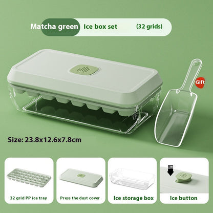 32 Grid Silicone Ice Cube Tray Mould With Lid Shovel Storage Box Remove With One Click Ice Maker DIY Whiskey Cocktail Tools Summer Kitchen Gadgets - NOMAN STORE LLC