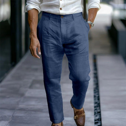 Men's Linen Trousers Solid Color Breathable Casual Pants Outdoor Clothing - NOMAN STORE LLC