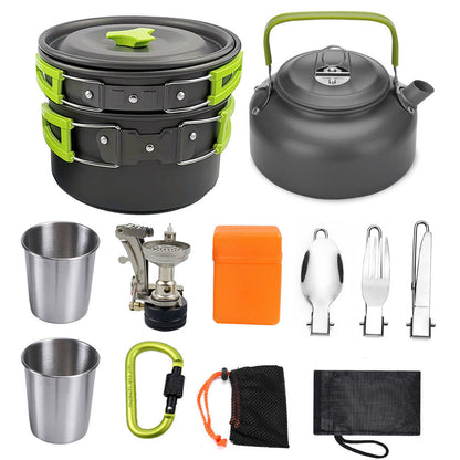 Camping Cookware Kit Outdoor Cooking Set Aluminum Equipment Outdoor Pot Travel Tableware Kitchen Hiking Picnic BBQ - NOMAN STORE LLC