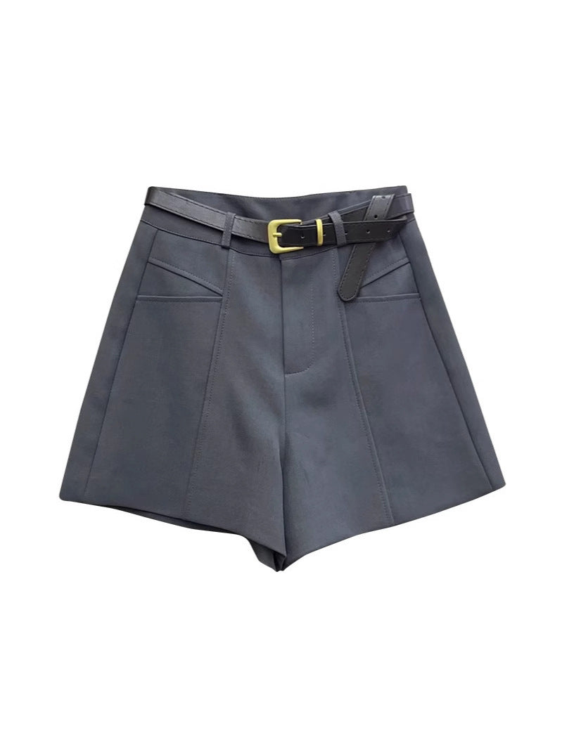 Fashionable Elegant Slimming High Waist Black Casual Shorts - NOMAN STORE LLC