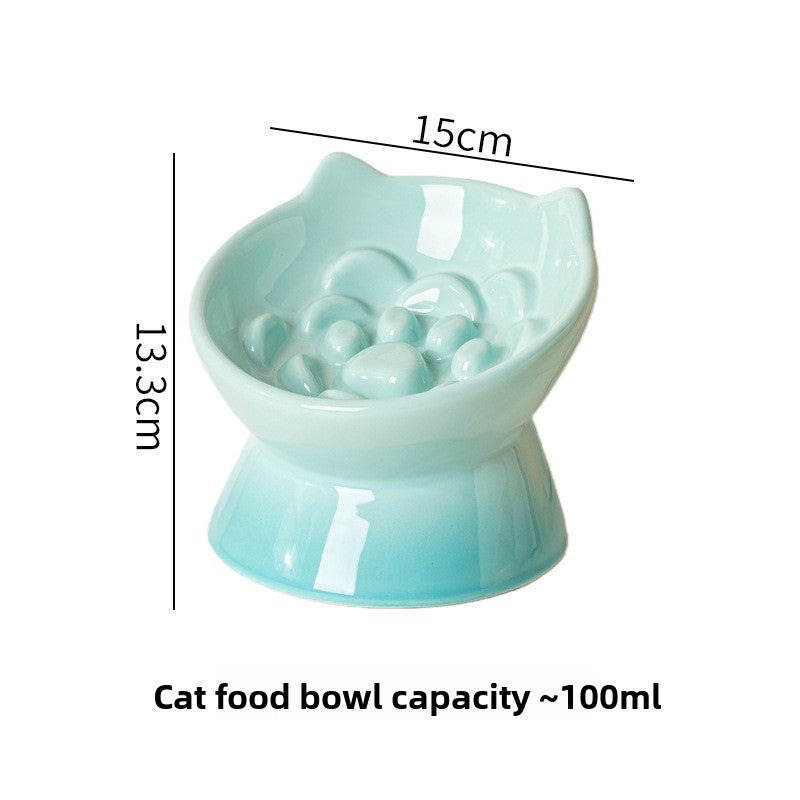 Cat Bowl Ceramic High Foot Slow Food Anti-choking