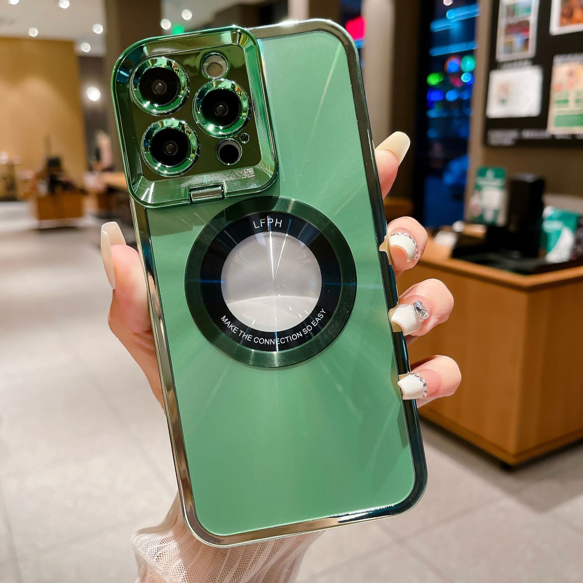 Electroplated Phone Case Luxury Plating CD Pattern Magsafe Bracket Case For  12 13 14 Pro Max Invisible Camera Stand Holder Lens Holder Magnetic Suction - NOMAN STORE LLC
