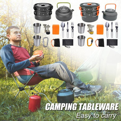 Camping Cookware Kit Outdoor Cooking Set Aluminum Equipment Outdoor Pot Travel Tableware Kitchen Hiking Picnic BBQ - NOMAN STORE LLC