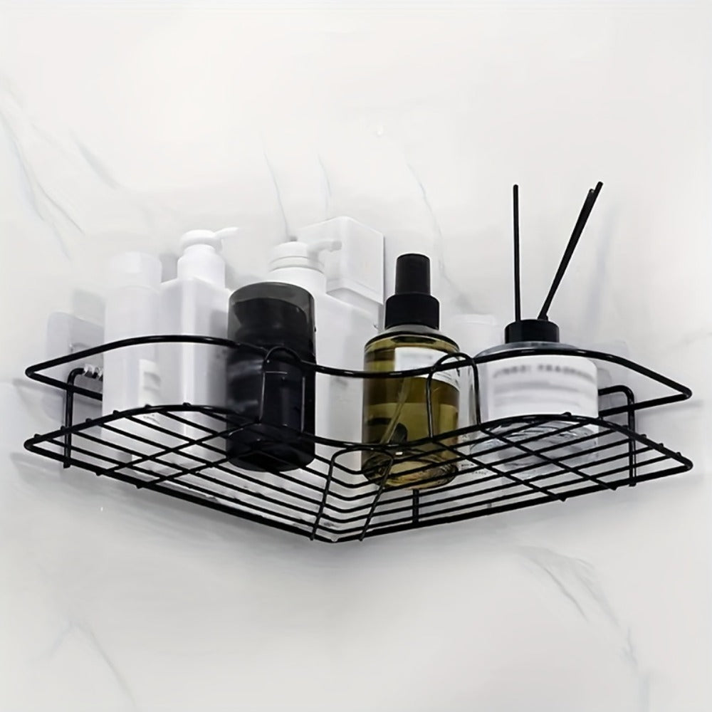 1pc Wall Mounted Bathroom Shelf, Shower Caddy Rack, No Punching Triangle Storage Rack For Bathroom Kitchen, Bathroom Accessories - NOMAN STORE LLC