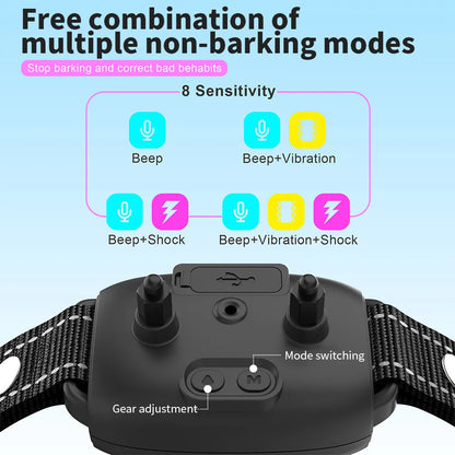 Smart Automatic Anti Barking Dog Collar Rechargeable Bark Stopper Stop Barking HD Digital Display IP67 Waterproof Collar For Dogs Pet Products - NOMAN STORE LLC