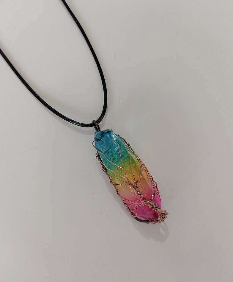 Hot Selling Stone Crystal Pillar Tree Of Life Pendant Ins Fashion Necklace - NOMAN STORE LLC