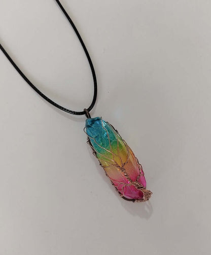 Hot Selling Stone Crystal Pillar Tree Of Life Pendant Ins Fashion Necklace - NOMAN STORE LLC