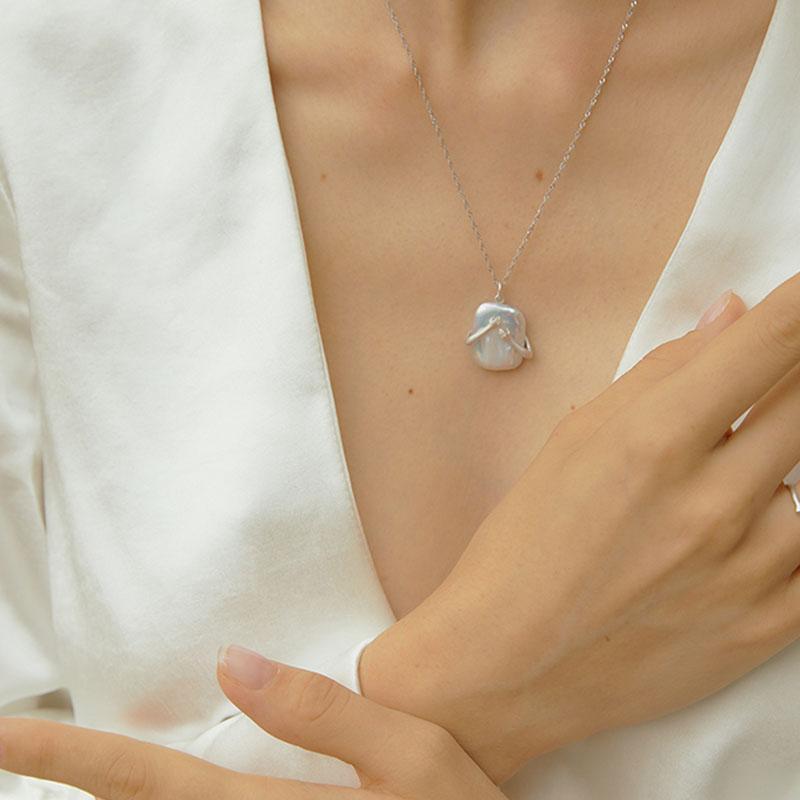 Unique Square Baroque Pearl Couple Pendant Necklace Valentines Day Lover Gift Party Jewelry - NOMAN STORE LLC