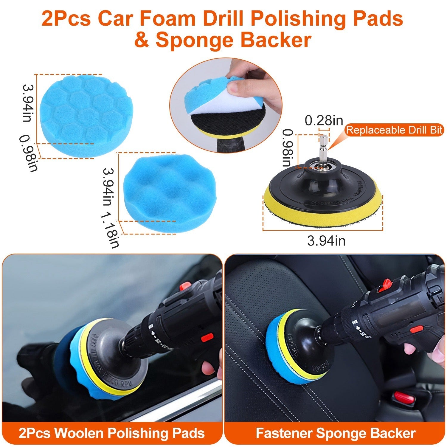 26Pcs Car Detailing Brush Kit Exterior Interior Car Cleaning Set Drill Brush Set Car Buffing Sponge Pads Kit For Cleaning Automobile Interior Exterior Wheels Dashboard - NOMAN STORE LLC