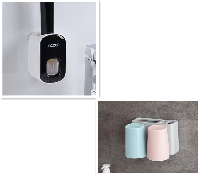 Wall Mounted Automatic Toothpaste Holder Bathroom Accessories Set Dispenser - NOMAN STORE LLC