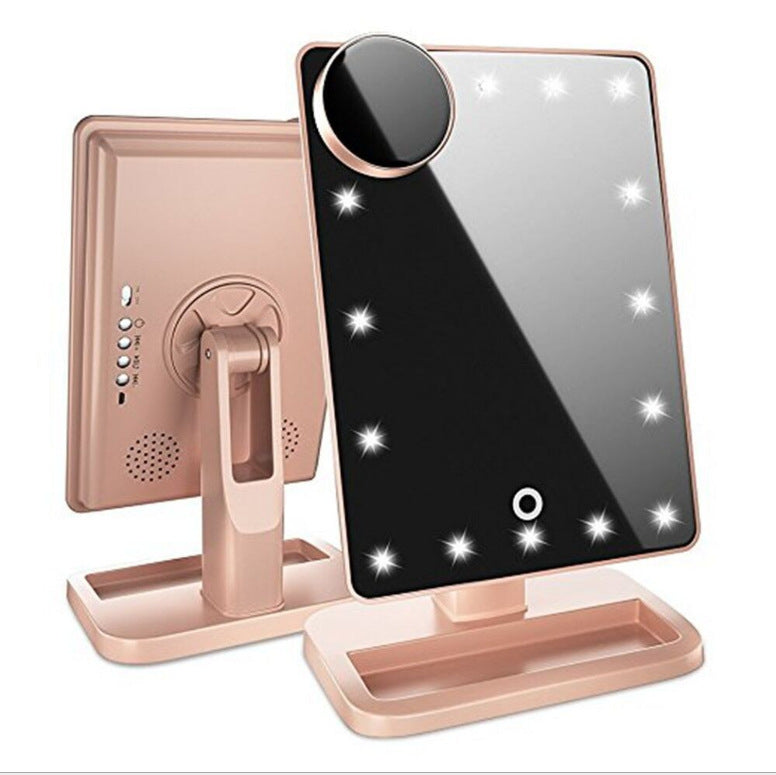 Touch Screen Makeup Mirror With 20 LED Light Bluetooth Music Speaker 10X Magnifying Mirrors Lights - NOMAN STORE LLC