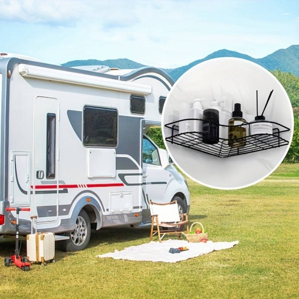 1pc Wall Mounted Bathroom Shelf, Shower Caddy Rack, No Punching Triangle Storage Rack For Bathroom Kitchen, Bathroom Accessories - NOMAN STORE LLC